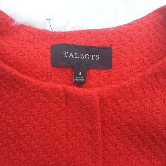 Talbots Zip Up Tweed Pattern Jacket Red 4 - Picture 5 of 6